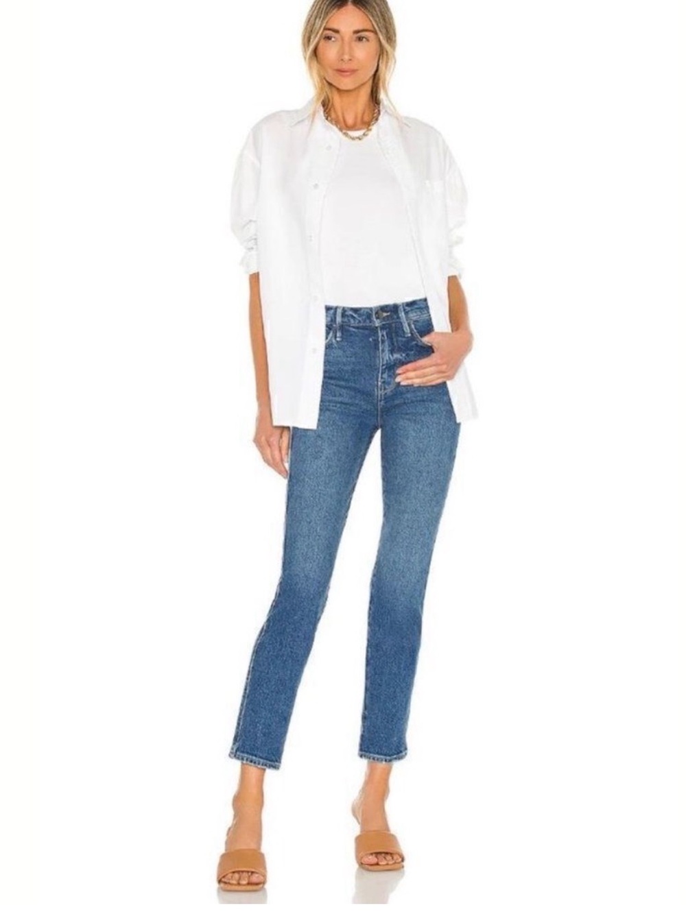 FRAME Le Sylvie Slender Straight Golden Road High Rise Jeans Size 26